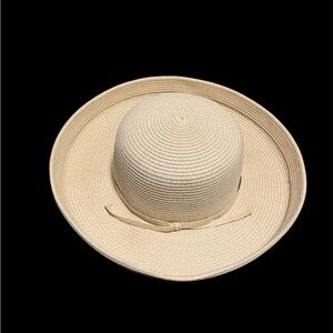 Sun N Sands Women’s Wide-Brim Straw Sun Hat - Cream 22 inches